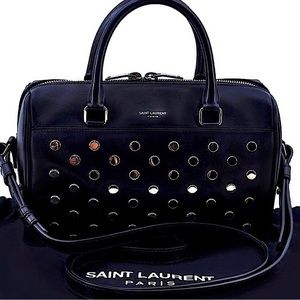 RARE YSL ✨Excellent Condition✨Classic Baby Studded Duffle Bag in Black Leather